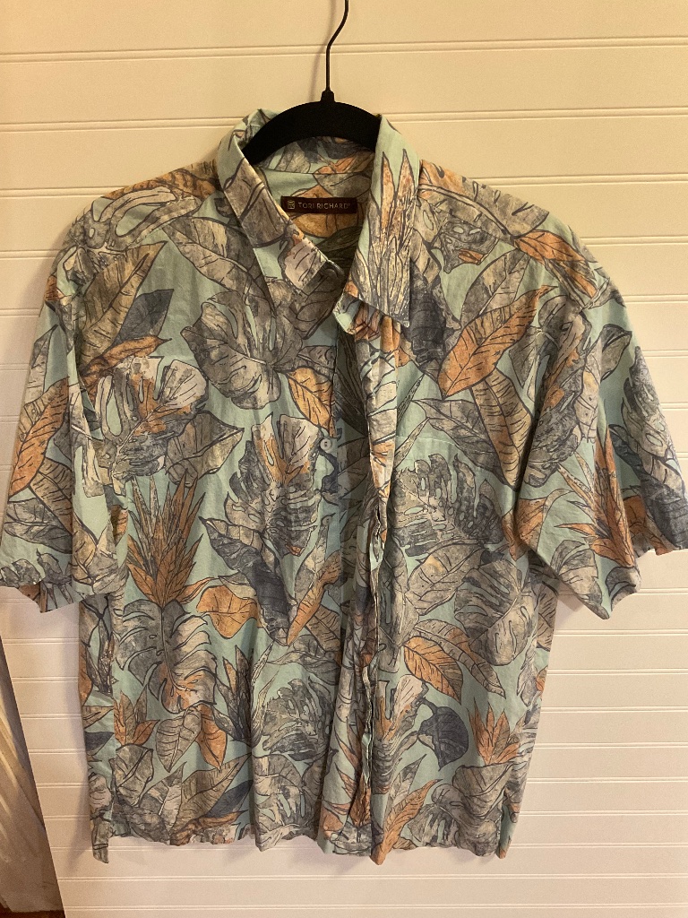 Tori Richard Hawaiian Shirt Fern And Palm Leaves Size L Pre Owned